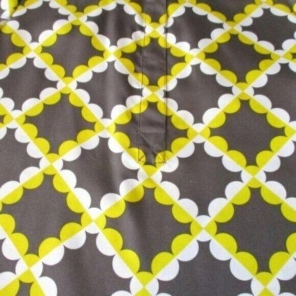 Tory Burch Brown Yellow Geometric Silk Tunic Top 4 - Picture 3 of 4